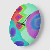 Farbenfrohe Abstrakte Malerei Große Wanduhr (Winkel)