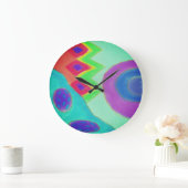 Farbenfrohe Abstrakte Malerei Große Wanduhr (Zuhause)