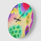Farbenfrohe Abstrakte Malerei Große Wanduhr (Winkel)