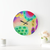 Farbenfrohe Abstrakte Malerei Große Wanduhr (Zuhause)