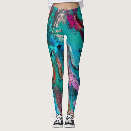 Farbenfrohe Abstrakte Malerei Leggings (Vorderseite)