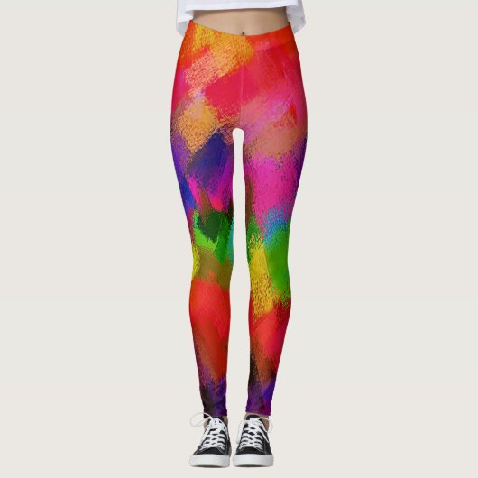 Farbenfrohe Abstrakte Malerei Leggings (Vorderseite)