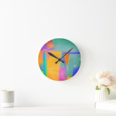 Farbenfrohe Abstrakte Malerei Runde Wanduhr (Zuhause)