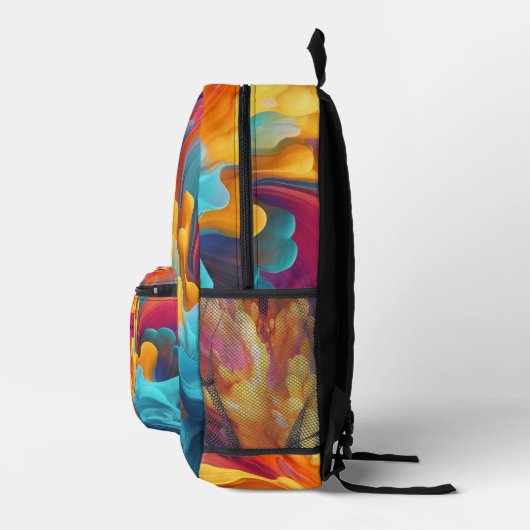 Farbenfrohe Abstrakte Malerei Spritzer Kunst Bedruckter Rucksack (Rechts)