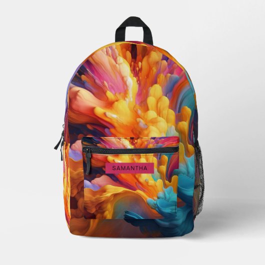 Farbenfrohe Abstrakte Malerei Spritzer Kunst Bedruckter Rucksack (Vorderseite)