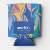 Farbenfrohe Abstrakte Marmorplatte Blaues Brautpar Dosenkühler (Vorderseite)