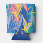 Farbenfrohe Abstrakte Marmorplatte Blaues Brautpar Dosenkühler (Rückseite)