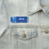 Farbenfrohe Abstrakte Marmorplatte Blaues Brautpar Namensschild (Beispiel)