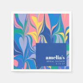 Farbenfrohe Abstrakte Marmorplatte Blaues Brautpar Serviette (Vorderseite)