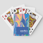 Farbenfrohe Abstrakte Marmorplatte Blaues Brautpar Spielkarten (Rückseite)