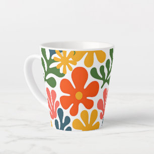 Farbenfrohe abstrakte Matisse-Blumen-Retro-Kunst Milchtasse