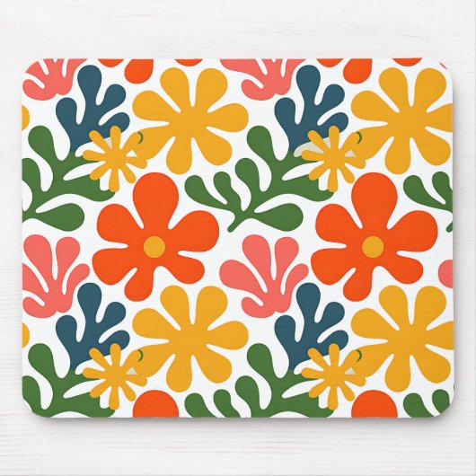 Farbenfrohe abstrakte Matisse-Blumen-Retro-Kunst Mousepad (Vorne)
