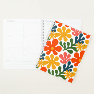 Farbenfrohe abstrakte Matisse-Blumen-Retro-Kunst Planer