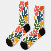 Farbenfrohe abstrakte Matisse-Blumen-Retro-Kunst Socken (Linkes Detail)