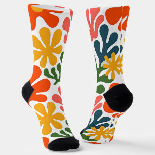 Farbenfrohe abstrakte Matisse-Blumen-Retro-Kunst Socken