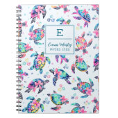 Farbenfrohe Abstrakte Meeresschildkröte Mit Monogr Notizblock (Vorderseite)