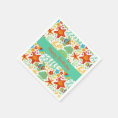 Farbenfrohe Abstrakte Meerestiere Cartoon Stil Serviette (Ecke)