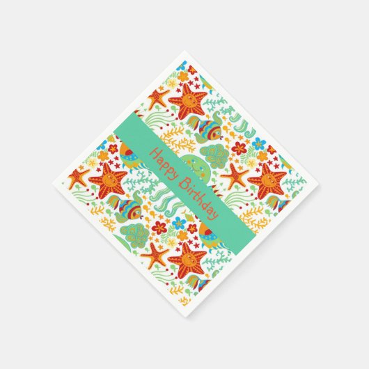 Farbenfrohe Abstrakte Meerestiere Cartoon Stil Serviette (Ecke)