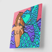 Farbenfrohe Abstrakte Meerjungfrau Malerplatz Quadratische Wanduhr (Winkel)