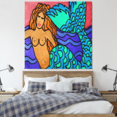 Farbenfrohe Abstrakte Meerjungstatue Leinwanddruck (Insitu (Schlafzimmer))