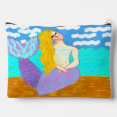 Farbenfrohe Abstrakte Meerjungstatue Zubehörtasche (Rückseite)