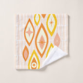 Farbenfrohe Abstrakte Mitte Jahrhundert Atomrosa O Badhandtuch Set (Waschlappen)