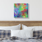 Farbenfrohe Abstrakte Mixed Media Leaf Digitale Ku Leinwanddruck (Insitu (Schlafzimmer))