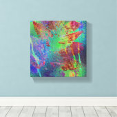 Farbenfrohe Abstrakte Mixed Media Leaf Digitale Ku Leinwanddruck (Insitu (Holzboden))