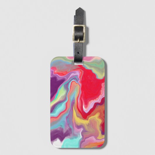 Farbenfrohe Abstrakte Moderne Digitale Kunst Gepäckanhänger (Vorderseite Vertikal)