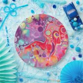 Farbenfrohe Abstrakte moderne digitale Kunst Pappteller (Party)