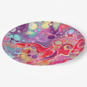Farbenfrohe Abstrakte moderne digitale Kunst Pappteller (Schrägansicht)