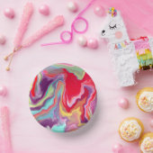 Farbenfrohe Abstrakte moderne digitale Kunst Pappteller (Party)