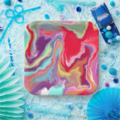 Farbenfrohe Abstrakte moderne digitale Kunst Pappteller (Party)