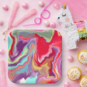 Farbenfrohe Abstrakte moderne digitale Kunst Pappteller (Party)