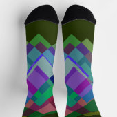 Farbenfrohe Abstrakte moderne grüne Lila Geometrie Socken (Oben)