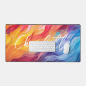 Farbenfrohe Abstrakte moderne Waves Personalisiert Schreibtischunterlage (Tastatur & Maus)