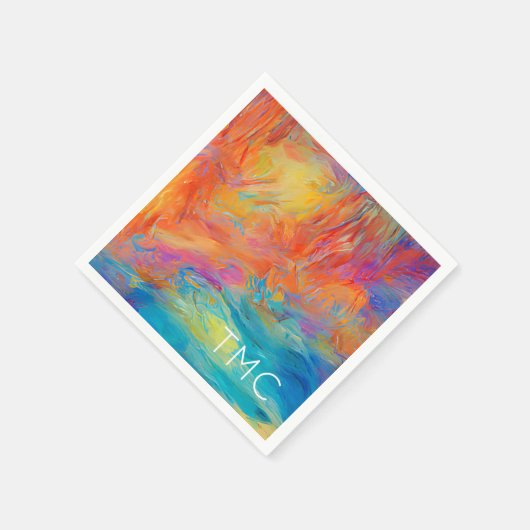 Farbenfrohe Abstrakte Monogram-Initialen Spaß Serviette (Ecke)
