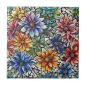 Farbenfrohe Abstrakte Mosaik-Blume Fliese (Vorderseite)