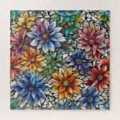 Farbenfrohe Abstrakte Mosaik-Blume Puzzle (Horizontal)