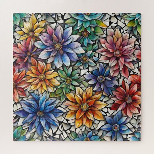 Farbenfrohe Abstrakte Mosaik-Blume Puzzle (Horizontal)