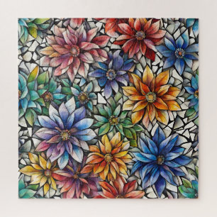 Farbenfrohe Abstrakte Mosaik-Blume Puzzle