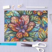 Farbenfrohe Abstrakte Mosaik-Blume und Blätter Seidenpapier (Handwerk)