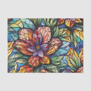 Farbenfrohe abstrakte Mosaikblume und Blätter  Seidenpapier