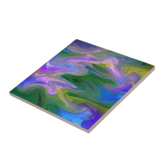 Farbenfrohe Abstrakte Mosaike in grün und Lila Fliese (Seite)