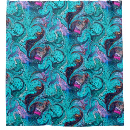 Farbenfrohe Abstrakte Mosaikmedaille oder Drachens Duschvorhang (Vorderseite)