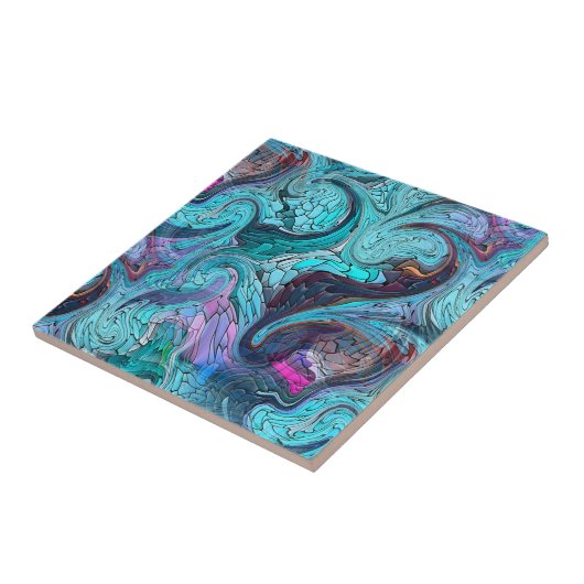 Farbenfrohe Abstrakte Mosaikmedaille oder Drachens Fliese (Seite)