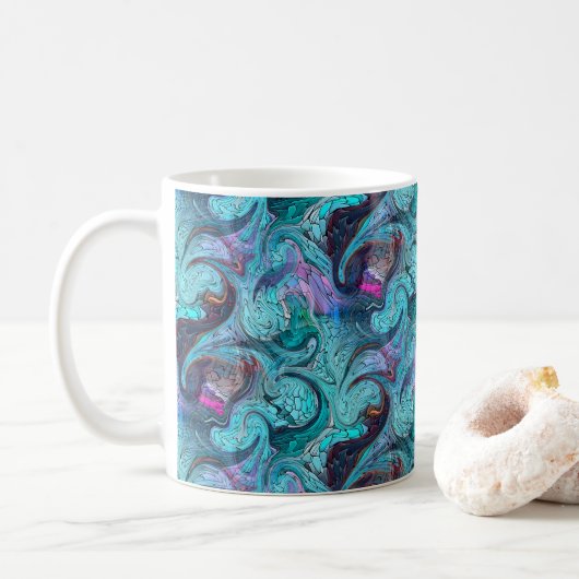Farbenfrohe Abstrakte Mosaikmedaille oder Drachens Kaffeetasse (Mit Donut)