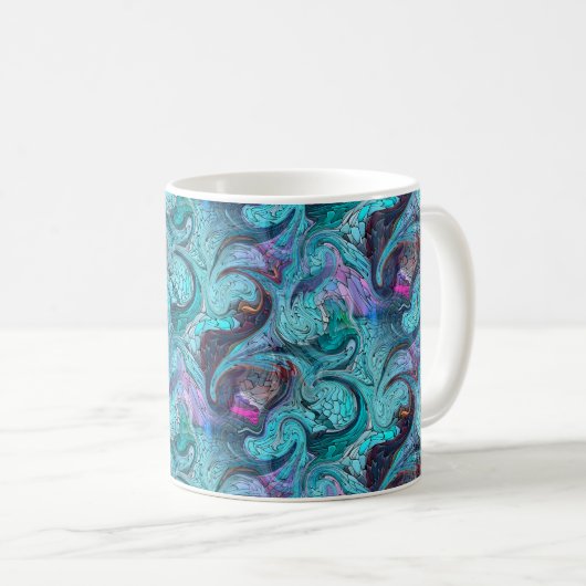 Farbenfrohe Abstrakte Mosaikmedaille oder Drachens Kaffeetasse (VorderseiteRechts)