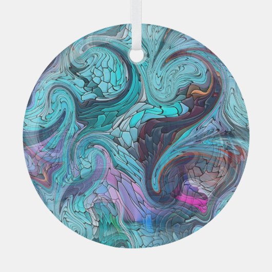 Farbenfrohe Abstrakte Mosaikmedaille oder Drachens Ornament Aus Glas (Vorderseite)