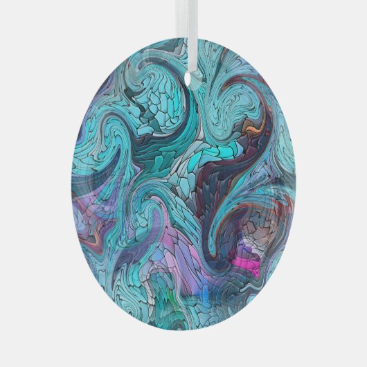 Farbenfrohe Abstrakte Mosaikmedaille oder Drachens Ornament Aus Glas (Vorderseite Rechts)